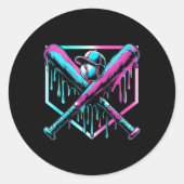 Baseball-Tropfen für Boys Ice Cream Tropfen Jugend Runder Aufkleber (Vorderseite)