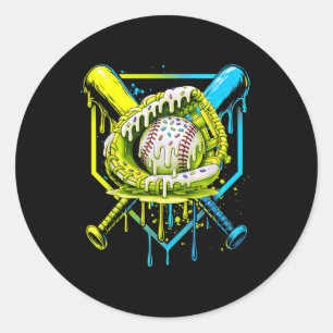 Baseball-Tropfen für Boys Ice Cream Tropfen Jugend Runder Aufkleber