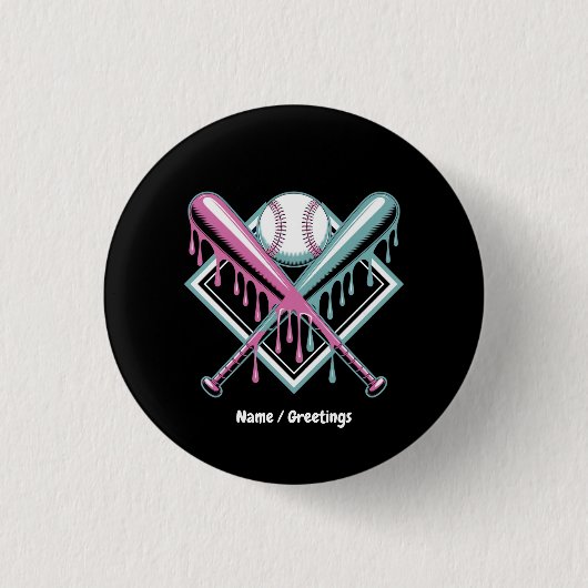 Baseball Tropfen für Boys Ice Creme Bat - Coole Ju Button (Vorderseite)
