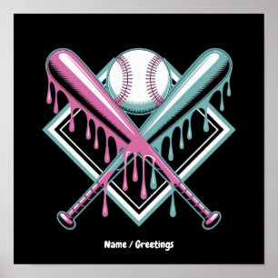 Baseball Tropfen für Boys Ice Creme Bat - Coole Ju Poster