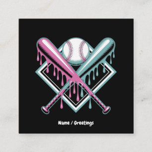 Baseball Tropfen für Boys Ice Creme Bat - Coole Ju Quadratische Visitenkarte