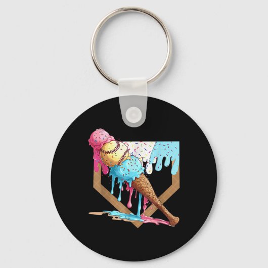 Baseball-Tropfen für Boys Zuhause Plättchen Eiscre Schlüsselanhänger (Vorderseite)