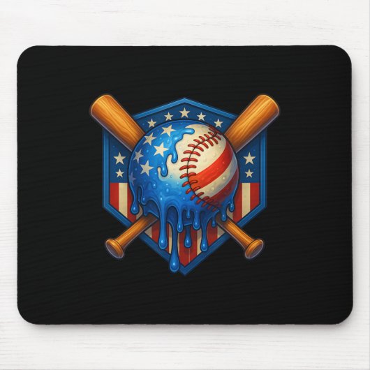 Baseball Tropfen Ice Cream Boys 4. Juli American Mousepad (Vorne)