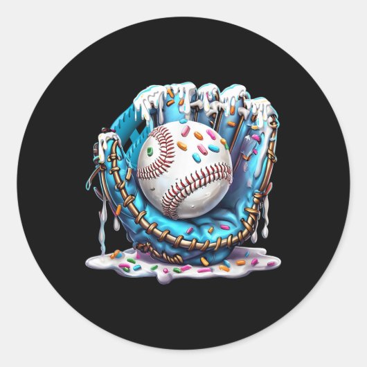 Baseball Tropfen Ice Creme Sprinkles Baseball Hand Runder Aufkleber (Vorderseite)