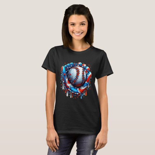Baseball Tropfen Ice Creme Sprinkles Baseball Hand T-Shirt (Vorne ganz)
