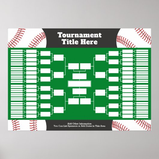 Baseball Turnier-Bracket - 64 Teams Poster (Vorne)