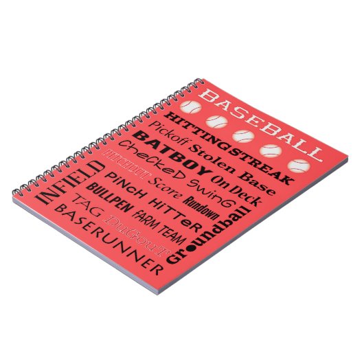 BASEBALL-Typografie Notizblock (Linke Seite)