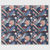Baseball Typografie Red White Blue ID770 Geschenkpapier (Flach)