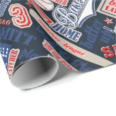 Baseball Typografie Red White Blue ID770 Geschenkpapier (Rolleneckpunkt)