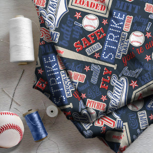 Baseball Typografie Red White Blue ID770 Stoff