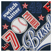 Baseball Typografie Red White Blue ID770 Stoff (Nahaufnahme)