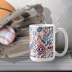 Baseball Typografie Red White Blue Monogram ID770 Kaffeetasse