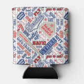 Baseball Typografie Red White Blue Stripes ID770 Dosenkühler (Rückseite)