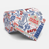 Baseball Typografie Red White Blue Stripes ID770 Krawatte (Gerollt)
