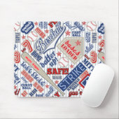 Baseball Typografie Red White Blue Stripes ID770 Mousepad (Mit Mouse)