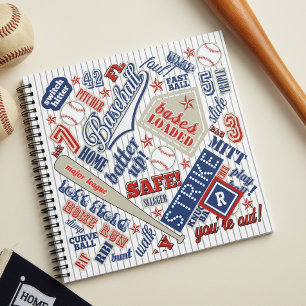 Baseball Typografie Red White Blue Stripes ID770 Notizblock