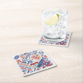 Baseball Typografie Red White Blue Stripes ID770 Rechteckiger Pappuntersetzer (Vor Ort)