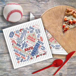 Baseball Typografie Red White Blue Stripes ID770 Serviette