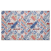 Baseball Typografie Red White Blue Stripes ID770 Stoff (Fat Quarter (45,7 x 55,9 cm))