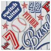 Baseball Typografie Red White Blue Stripes ID770 Stoff (Nahaufnahme)