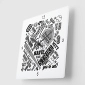 Baseball Typografie Schwarz-weiß ID770 Quadratische Wanduhr (Winkel)