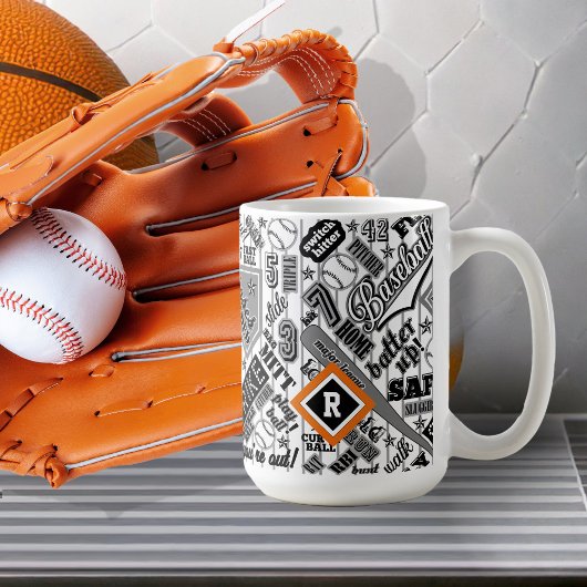 Baseball Typografie Schwarz-weiß Monogramm ID770 Kaffeetasse