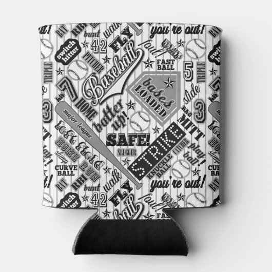 Baseball Typografie Schwarz-weiß Streifen ID770 Dosenkühler (Rückseite)
