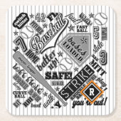 Baseball Typografie Schwarz-weiß Streifen ID770 Rechteckiger Pappuntersetzer (Vorderseite)