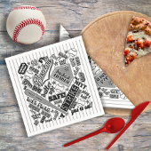 Baseball Typografie Schwarz-weiß Streifen ID770 Serviette