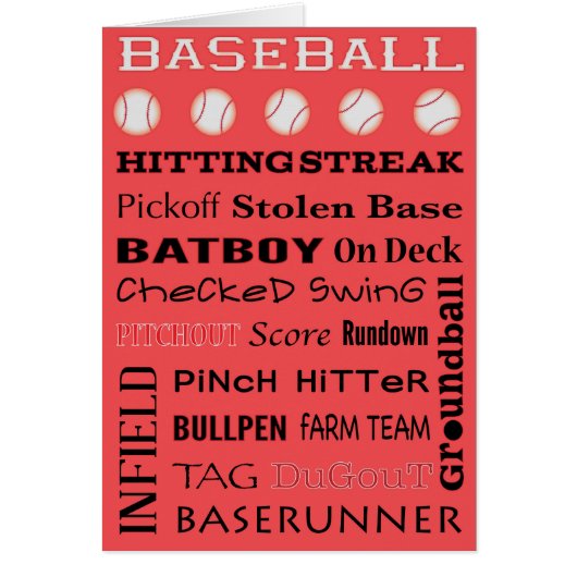 BASEBALL typografische Grußkarte (Vorne)