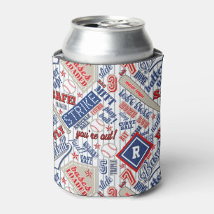 Baseball Typography Red White Blue Stripes ID770 Dosenkühler