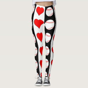 Baseball u. Muster der Herz-vertikales Schwarzes Leggings
