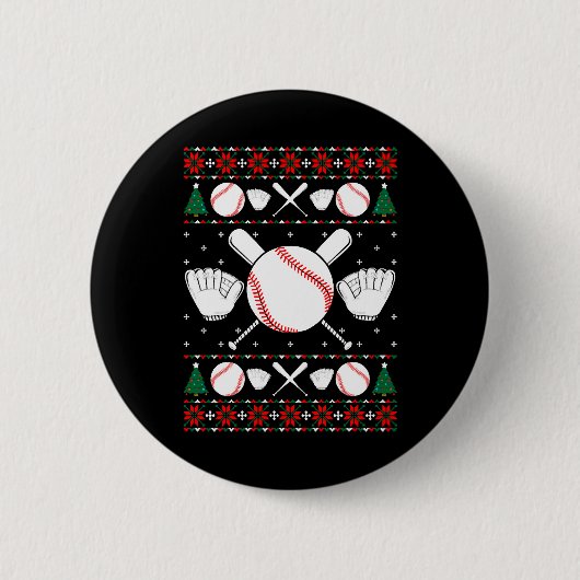 Baseball Ugly Christmas Sweater Button (Vorderseite)