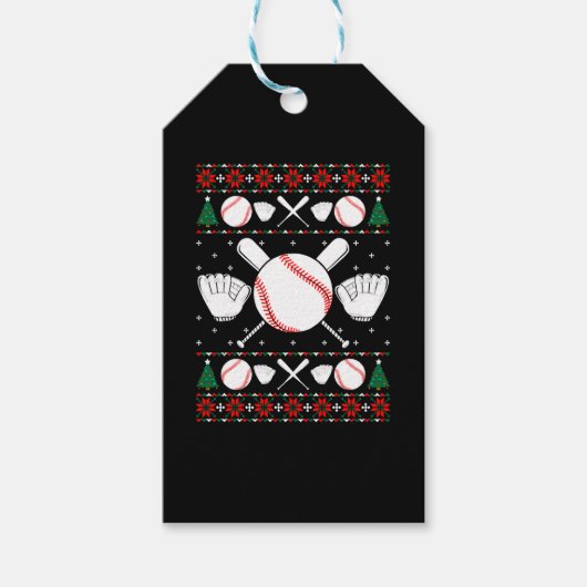 Baseball Ugly Christmas Sweater Geschenkanhänger (Vorderseite)