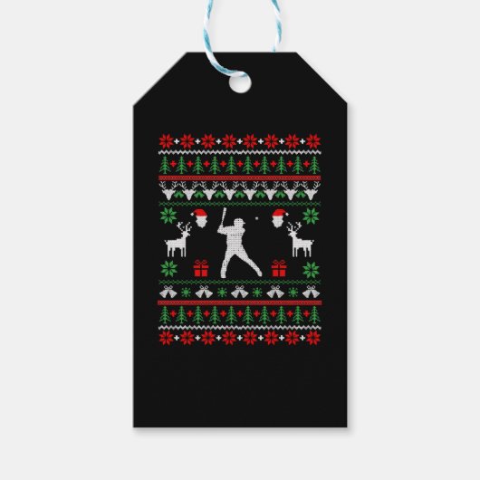 Baseball Ugly Christmas Sweater Geschenkanhänger (Vorderseite)