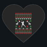 Baseball Ugly Christmas Sweater Herz-Aufkleber<br><div class="desc">Baseball Ugly Christmas Sweater</div>