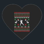 Baseball Ugly Christmas Sweater Herz-Aufkleber<br><div class="desc">Baseball Ugly Christmas Sweater</div>