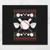 Baseball Ugly Christmas Sweater Schaumweinetikett (Einzelnes Label)