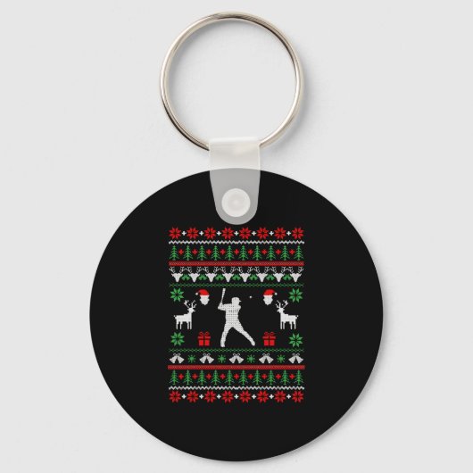 Baseball Ugly Christmas Sweater Schlüsselanhänger (Vorderseite)