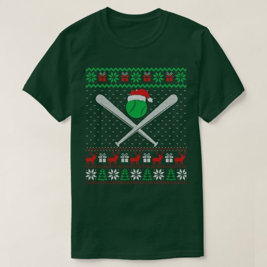 Baseball Ugly Christmas Sweater T-Shirt (Design vorne)