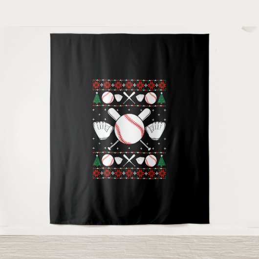 Baseball Ugly Christmas Sweater Wandteppich (Vorderseite)