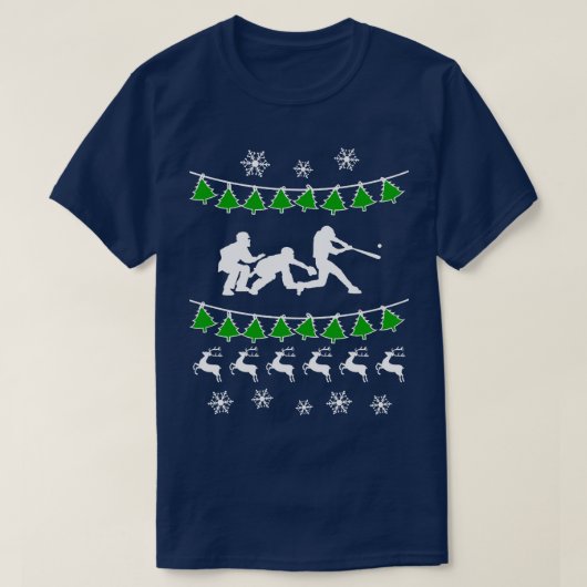 Baseball Ugly Weihnachts Sweater Happy Holidays Se T-Shirt (Design vorne)
