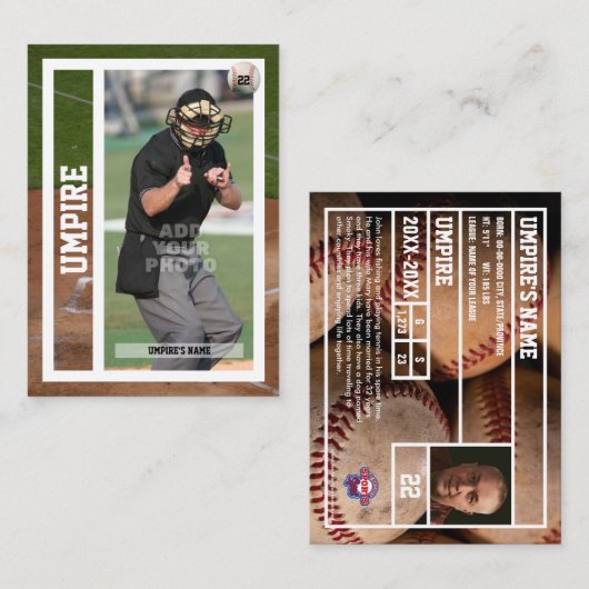 Baseball Umpire Retirement Souvenir Trading Card Telefonnummerkarte (Vorne/Hinten)