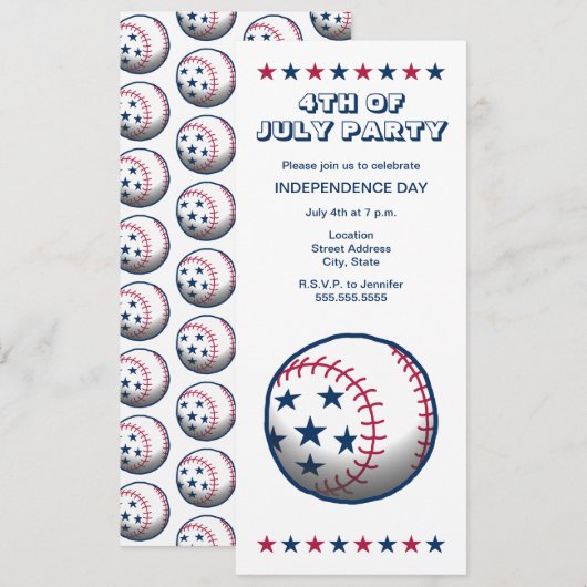 Baseball-Unabhängigkeitstag Einladung (Vorne/Hinten)