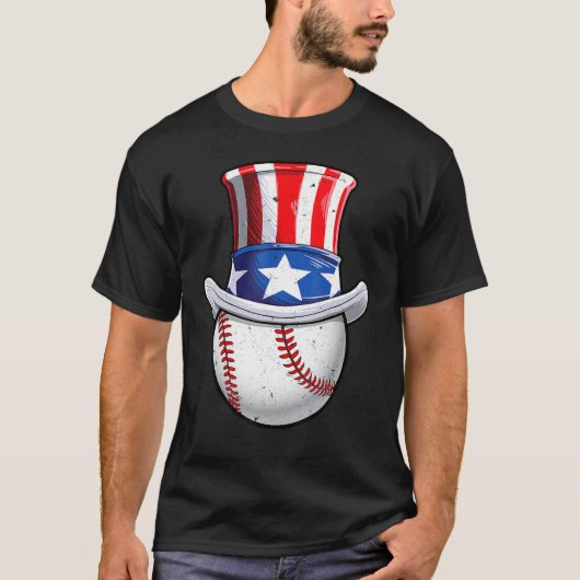Baseball Uncle Sam 4. Juli Jungs American Flag T-Shirt (Vorderseite)