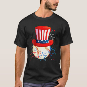 Baseball Uncle Sam 4th July Jungs American Flag T-Shirt