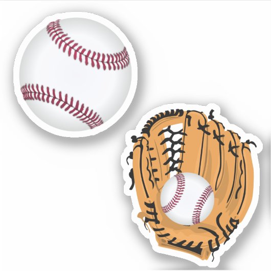 Baseball und Baseball Glove Aufkleber (Vorderseite)