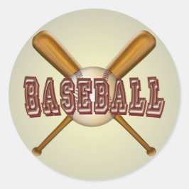 Baseball und Baseballschläger überquert Runder Aufkleber