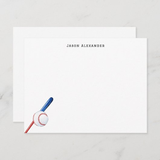 Baseball und Bat personalisiert Flat Dankeskarte (Vorne/Hinten)