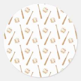 Baseball und Bat Runder Aufkleber